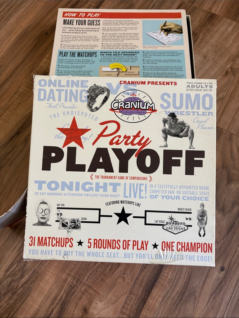 Party Playoff Board Game – White & Blue Box